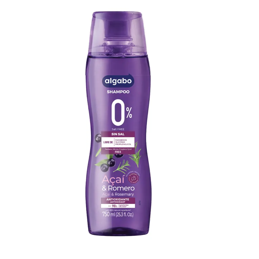 Algabo - Sin Sal x750 ml Shampoo Açaí \u0026 Romero Antioxidante