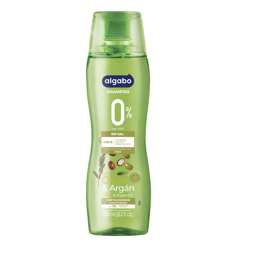 Algabo - Sin Sal x750 ml Shampoo Oliva \u0026 Argán Fortalecedor