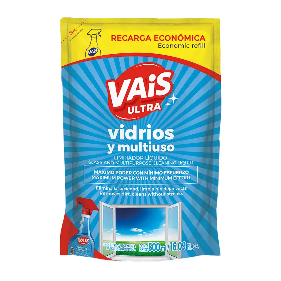 Vais - Doypack x500 ml - Limpiador Líquido Vidrios y Multiuso