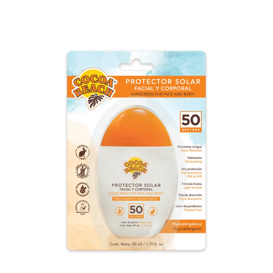 Cocoa Beach - Protector Solar x 50 ml Facial y Corporal 50 FPS