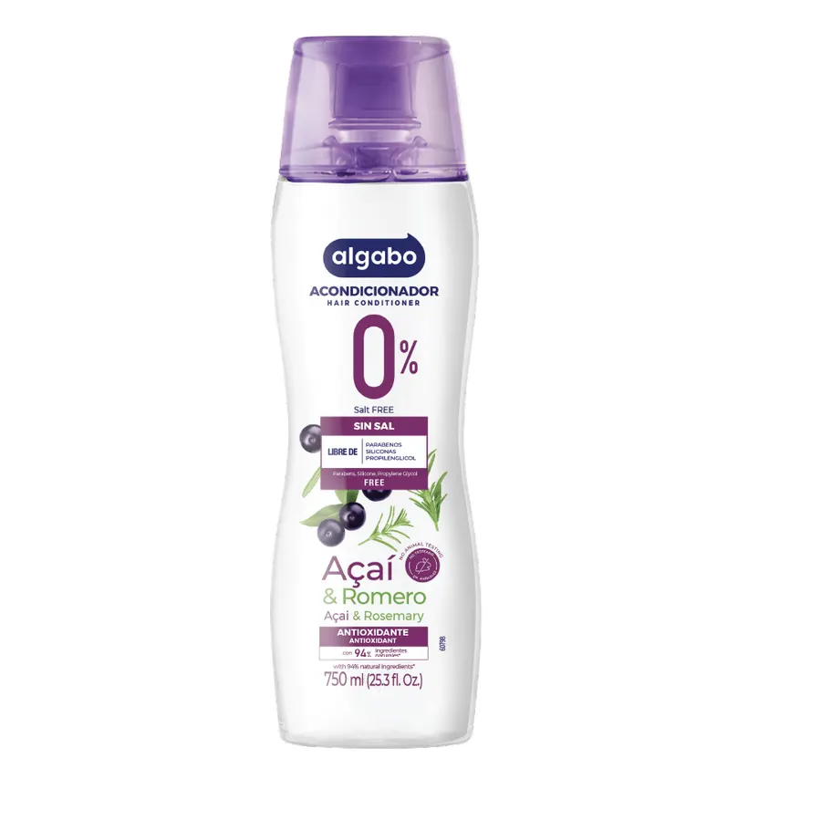 Algabo - Sin Sal x750 ml Acondicionador Açaí \u0026 Romero Antioxidante