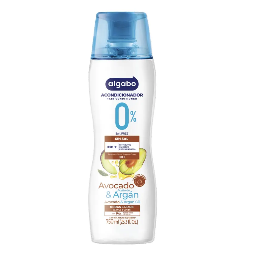 Algabo - Sin Sal x750 ml Acondicionador Avocado y Aceite de Argan Ondas y Rizos
