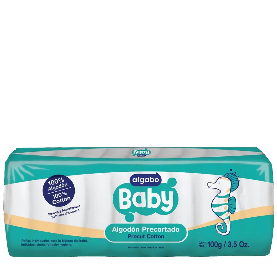 Algabo Baby - Algodón Precortado x100g Algabo Algodón - Pompones de Algodón x50 u