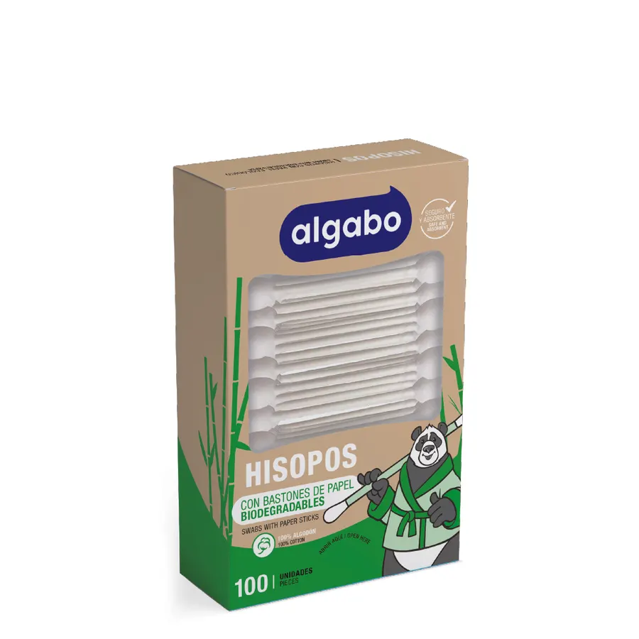 Algabo - Hisopos x100 u Bastones de Papel Biodegradables