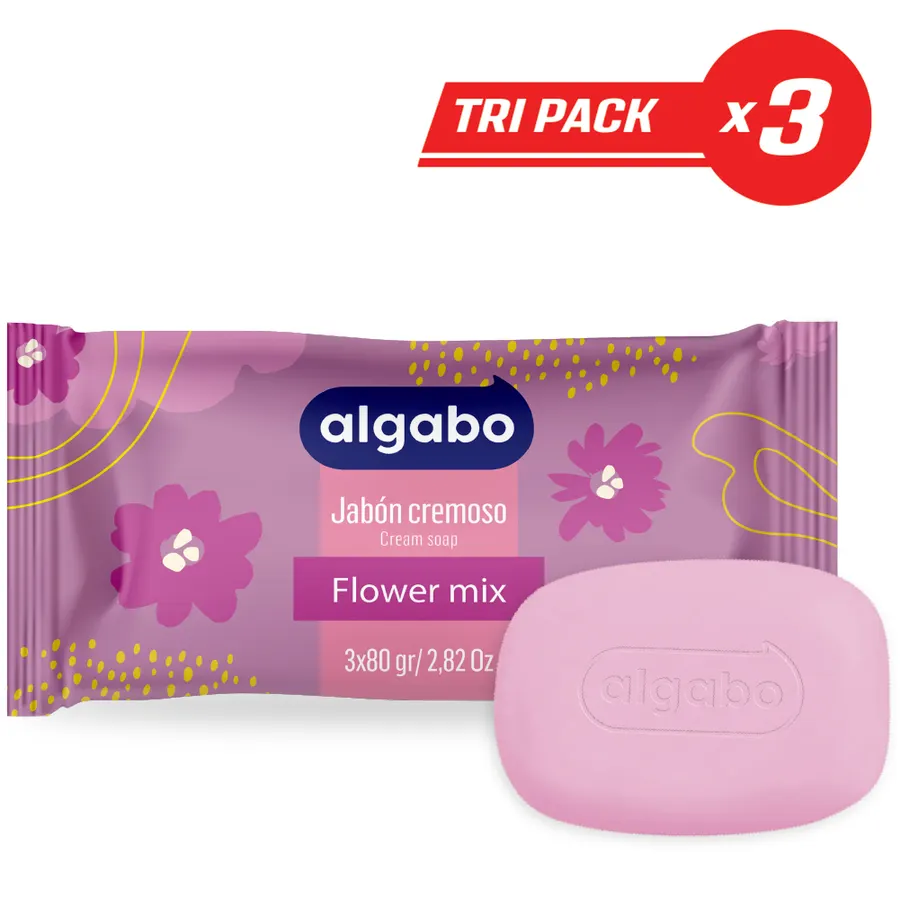 Algabo - Jabón Cremoso 3 x80 g Flower Mix