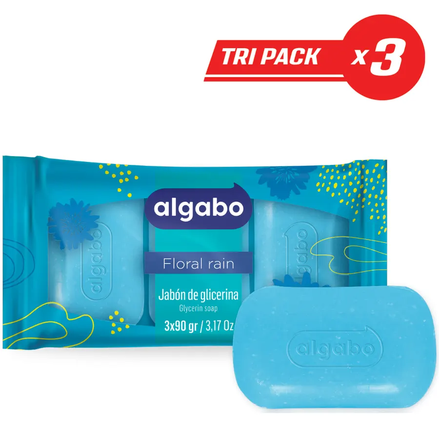 Algabo - Jabón de Glicerina 3 x90 g Floral Rain