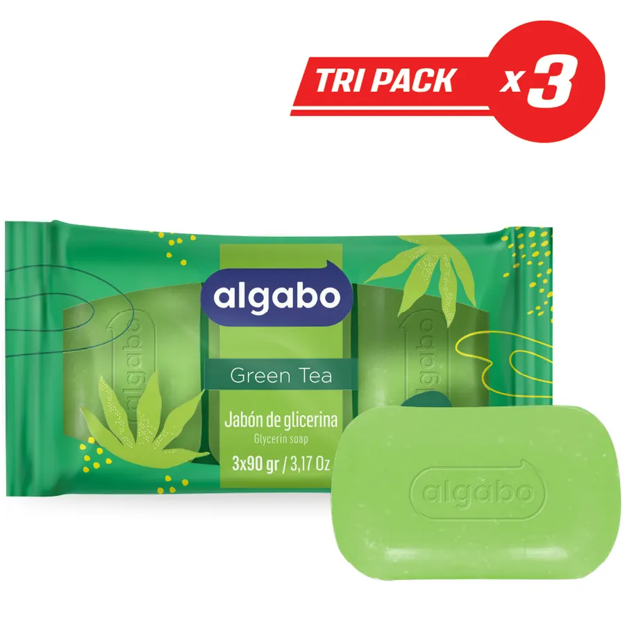 Algabo - Jabón de Glicerina 3 x90 g Green Tea