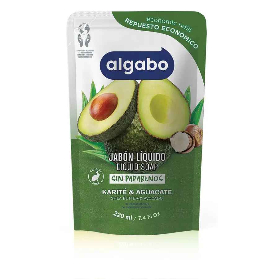 Algabo - Jabón Líquido x220 ml - Repuesto Económico Karite y Aguacate