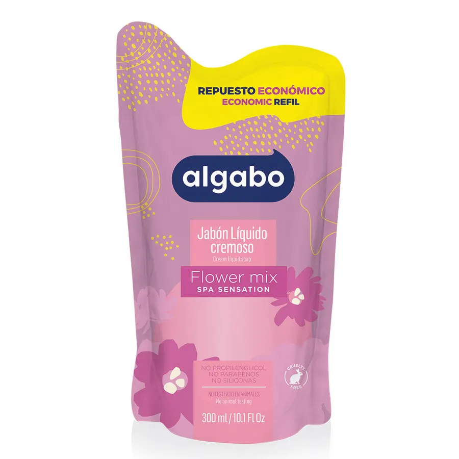 Algabo - Jabón Líquido x300 ml - Flower Mix Doypack