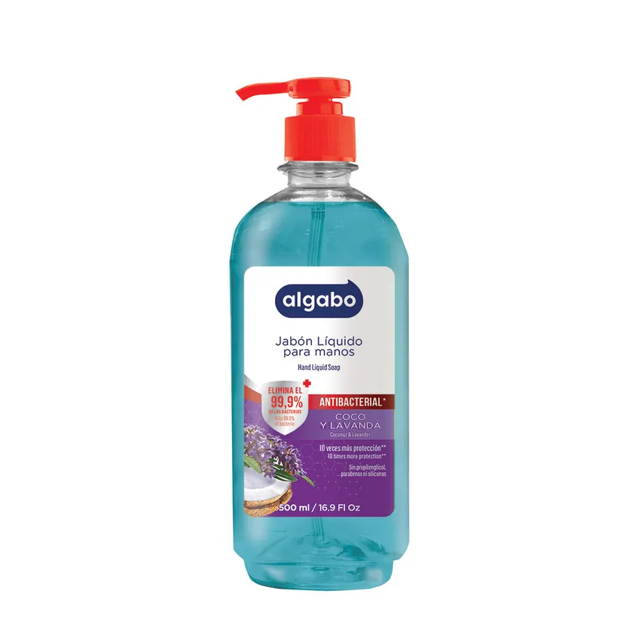 Algabo - Jabón Líquido x500 ml - Antibacterial Coco y Lavanda