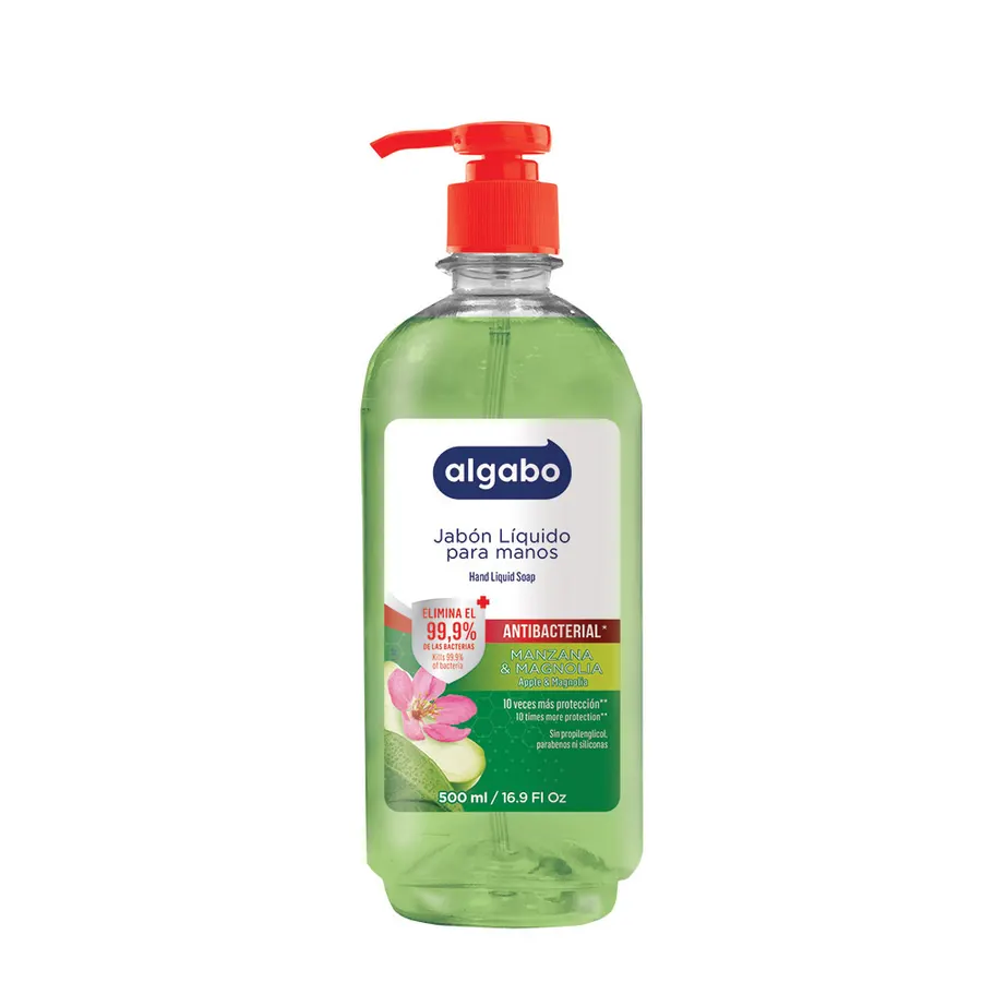 Algabo - Jabón Líquido x500 ml - Antibacterial Manzana y Magnolia