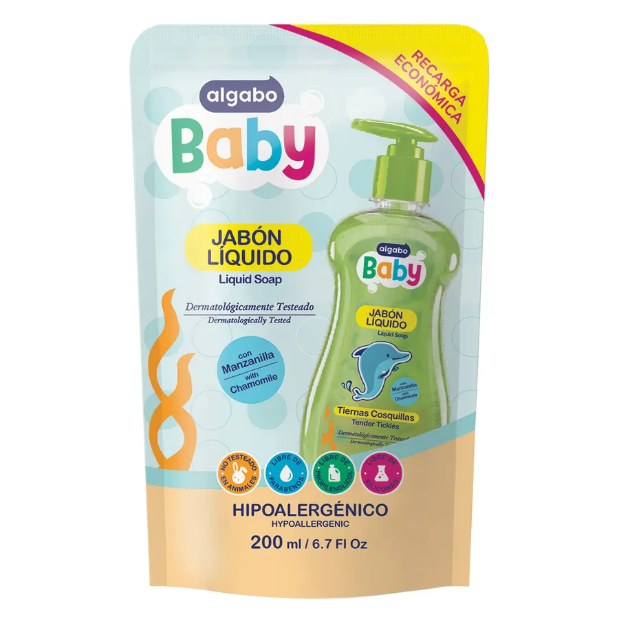 Algabo Baby - Jabón Líquido x200 ml Repuesto Económico