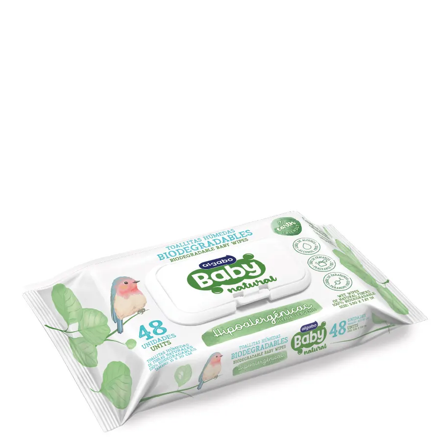 Algabo Baby - Toallitas Húmedas Biodegradables x48 u con Tapa