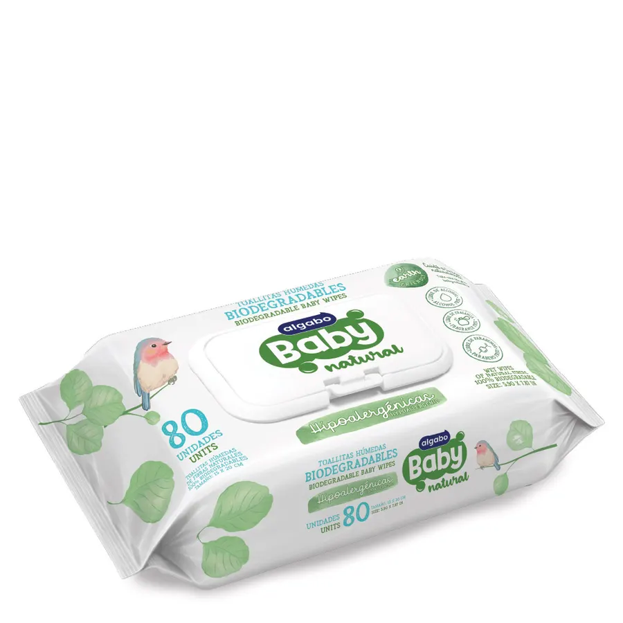 Algabo Baby - Toallitas Húmedas Biodegradables x80 u con Tapa