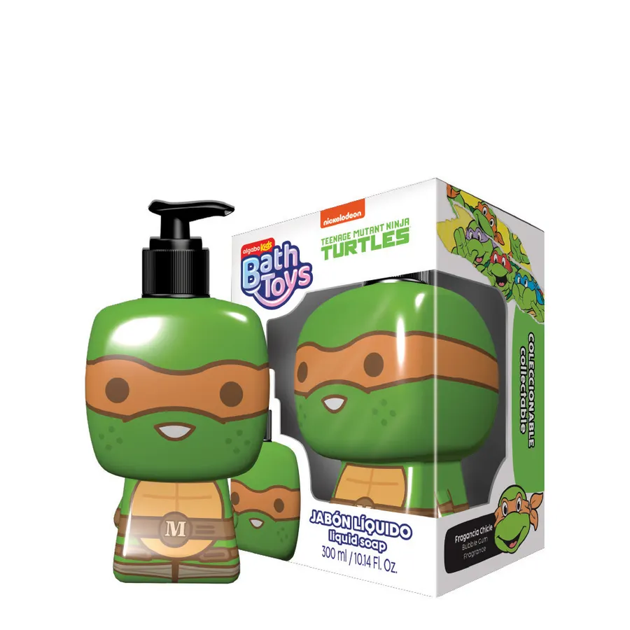 Algabo Kids - Bath Toys Jabón Líquido x300 ml - Tortugas Ninja Miguel Angel